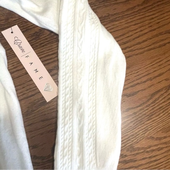 Crave Fame Sweater Sz XL Junior Soft Cable Knit White Ribbed Stretchy NWT - Picture 9 of 14